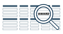 A magnifying glass with the word Award